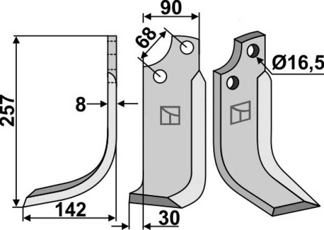 Fräsmesser 257x90mm, links